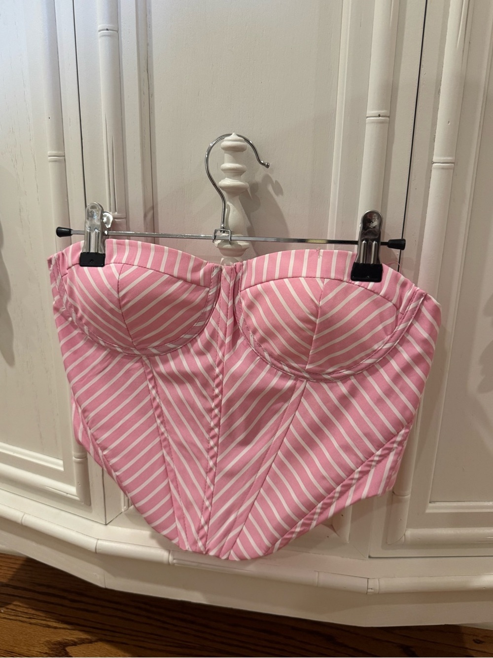 Olivaceous Pink White Striped Bustier Corset Crop Top